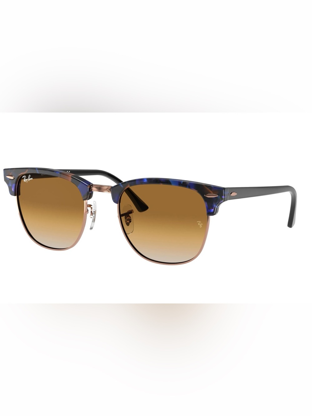 Ray-Ban RB3016 Clubmaster Sunglasses in Tortoise Shell Blue and Brown - Picture 3 of 12